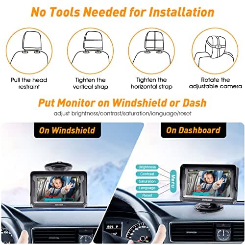 DoHonest Baby Car Camera HD 1080P - Rear-Facing Car Baby Monitor with Night Vision, Adjustable View Angle, Easy Setup, Anti-Glare Display, Safety for Kids & Infants - Image 5