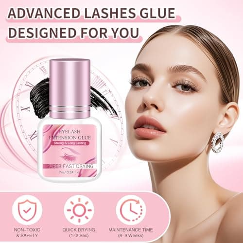 7ML Eyelash Extensions Glue Black - 1-2s Drying Time Up to 8 Weeks Retention, Highly Safe Adhesive for Professional Lash Supplies - New Option - Image 2