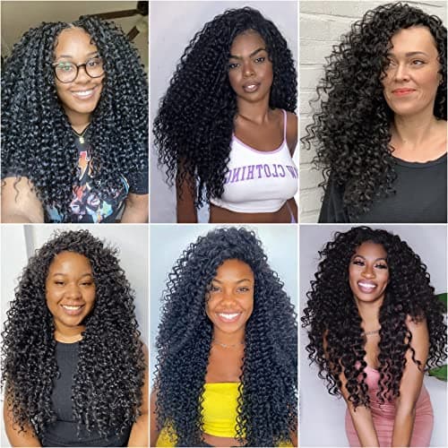 8 Packs Curly Crochet Hair GoGo Curl Crochet hair for Women Natural Black Deep Wave Braiding hair,Synthetic Bohemian Crochet Braid Water Wave Crochet hair Extensions(18inch, 1B) - Image 7
