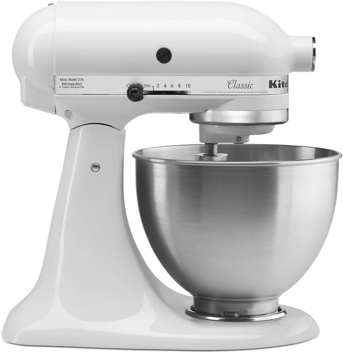 KitchenAid Classic Series 4.5 Quart Tilt-Head Stand Mixer K45SS, White White Mixer - Image 2