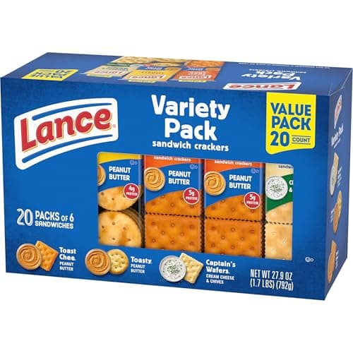 Lance Sandwich Crackers, Variety Pack, 3 Flavors, 20 Individually Wrapped Packs, 6 Sandwiches Each - Image 10