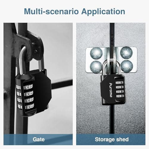 Puroma 2 Pack Combination Lock for Locker 4 Digit Outdoor Waterproof Padlock for School, Gym, Sports, Fence, Toolbox, Gate, Case, Outdoor, Hasp Storage (Black) - Image 6