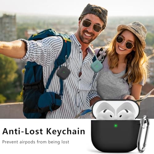 Ljusmicker for AirPods 4 Case Cover 2024 with Cleaner Kit,Soft Silicone Protective Case for Apple AirPods 4th Generation Case for Women Men,AirPod 4 Case Accessories with Keychain-Black - Image 6