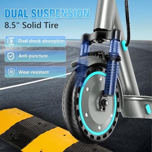 Electric Scooter Adults, 350W Motor, Folding E-Scooter with Dual Suspension, 8.5 Inch Solid Tires, Up to 19 MPH and 21 Miles Long Range, Dual Braking E Scooter for Adults - Image 3
