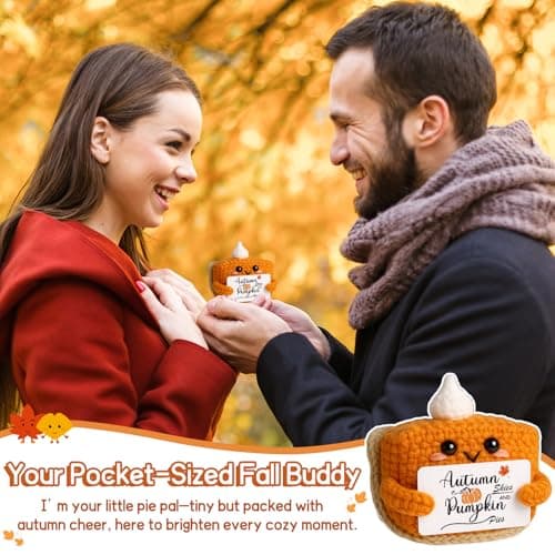 Fall Decor Mini Pumpkin Pie Crochet Doll, Small Autumn Season Holiday Pumpkin Items Plush Gift, Cute Halloween Thanksgiving Home Office Indoor Table Decoration, Christmas Stocking Stuffer Ornament - Image 7