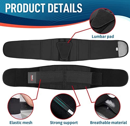 FEATOL Back Brace Support Belt-Lumbar Support Back Brace for Back Pain, Sciatica, Scoliosis, Herniated Disc Adjustable Support Straps-Lower Back Brace with Removable Lumbar Pad for Men & Women - Image 4