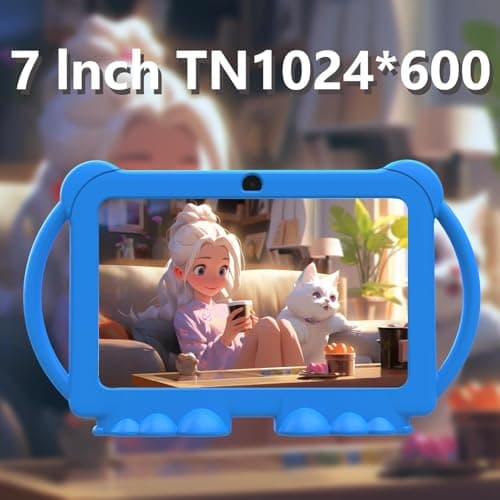 PEICHENG Kids Tablet 7 inch Android 12.0 for Toddler, 4GB RAM 32GB ROM Bluetooth IPS Screen Parental Control Dual Camera Shockproof Case for Educational Games, (Blue) - Image 3