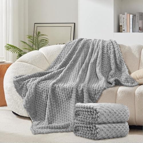 6 Pcs Flannel Throw Blanket Bulk 50 x 60 Inch - 240 GSM Turtle Velvet Jacquard Decorative Blankets Soft Lightweight Bed Throw for Sofa Pet Bed Party Outdoor Wedding Ideas Donation Homeless Gifts, Gray - Image 9