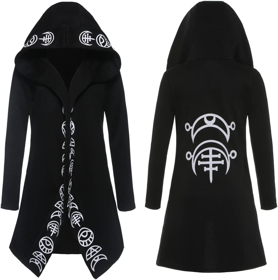 diffstyle Women Moon Gothic Witchcraft Punk Vintage Casual Long Hoodies Top Sweatshirt XX-Large Black - Image 3