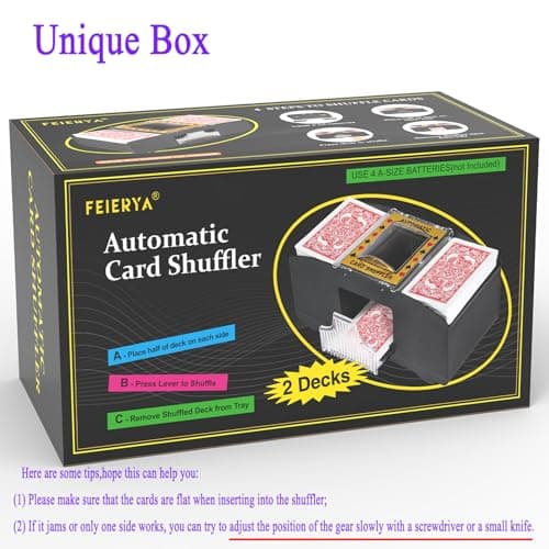 FEIERYA Automatic Card Shuffler 2 Deck,Battery-Operated Electric UNO Poker Shuffler,Playing Card Shuffler for Home Card Game,Travel - Image 5