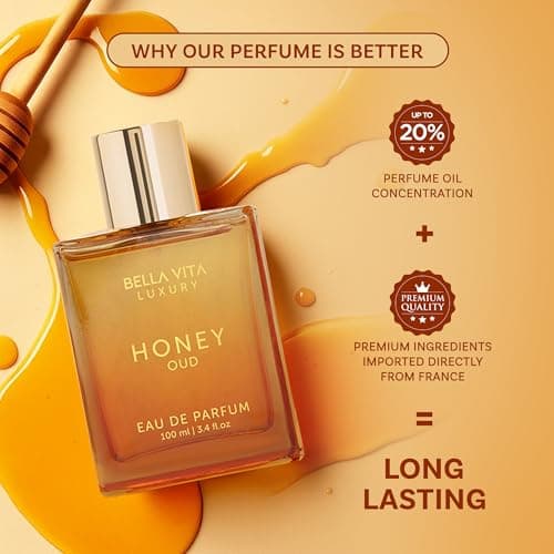 BellaVita Luxury Honey Oud Eau de Parfum (3.4 fl. oz.) | Patchouli, Vanilla, Bergamot, Floral & Spicy + Made with Clean & Vegan Essentials Oils + Cruelty Free | Long-Lasting Unisex Fragrance - Image 3