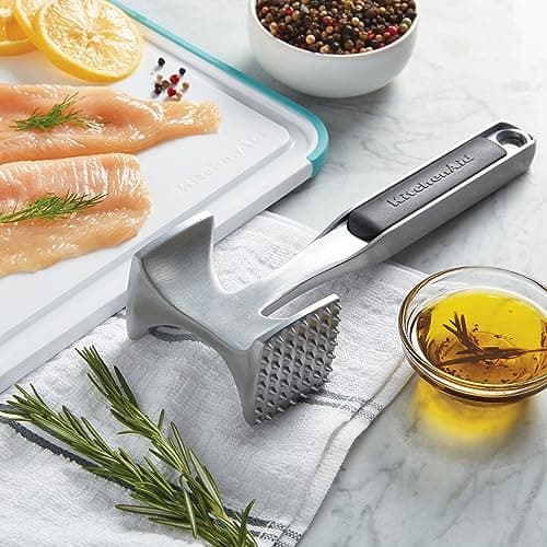 KitchenAid Gourmet Multi Sided Meat Tenderizer for Pounding Meats, Nuts, Shellfish, ect, Hang Hole for Easy Storage, Hand Wash, One Size, Black - Image 7