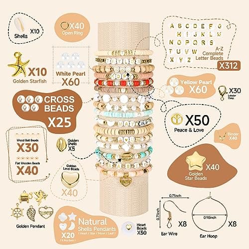 Pizooro Clay Beads 3 Boxes Bracelet Making Kit, 10500pcs Beads for Jewelry Making, Round Letter Beads with Charm and Elastic Strings, Friendship Bracelets Holiday Gifts for Girls Adults - Image 4