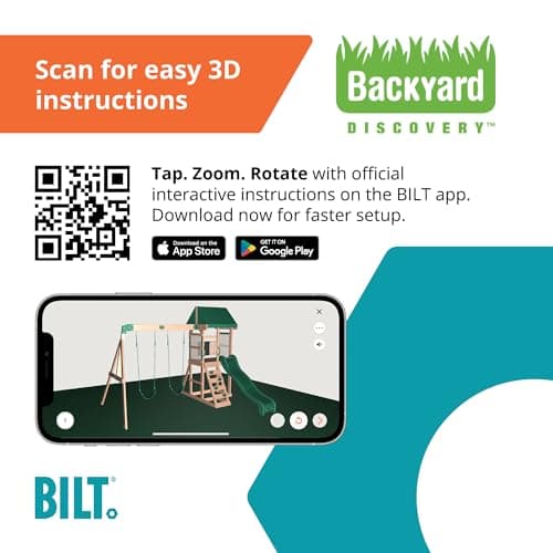 Backyard Discovery Buckley Hill Cedar Wood Swing Set with Wave Slide, Play Deck, Rock Wall Ladder, Belt Swings, Chalkboard, Canopy Roof, Outdoor Playset - Image 8