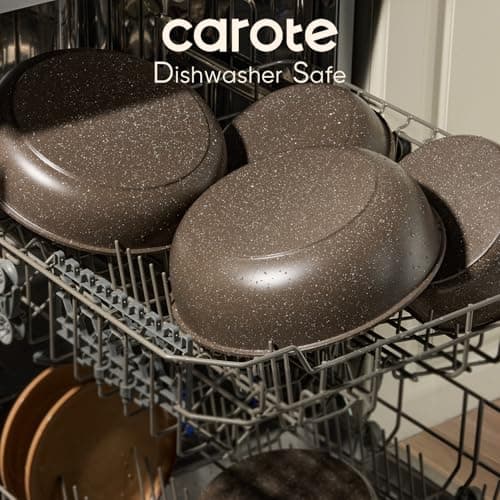 CAROTE 17PCS Pots and Pans Set Non Stick with Detachable Handle, Nonstick Cookware Sets, Cooking Kitchen Set, Oven/Dishwasher Safe, Induction Cookware, Brown, RV Kitchen Pot and Pan - Image 6