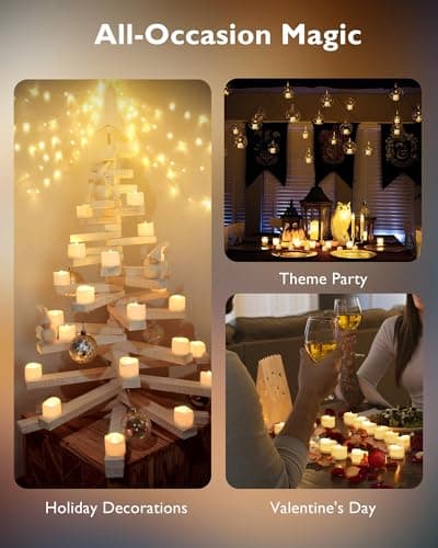 Homemory 24Pcs Flickering Flameless Candle Battery Operated, 200+Hours Fake Electric LED Tea Lights for Votive, Centerpiece Table Decorations, Wedding, Aniversary, Halloween, Christmas - Image 7