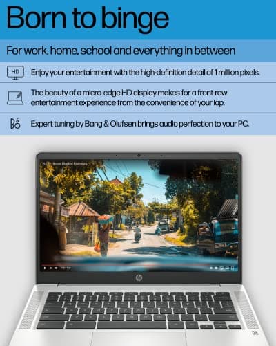 HP Chromebook 14 Laptop, Intel Celeron N4120, 4 GB RAM, 64 GB eMMC, 14" HD Display, Chrome OS, Thin Design, 4K Graphics, Long Battery Life, Ash Gray Keyboard (14a-na0226nr, 2022, Mineral Silver) - Image 3