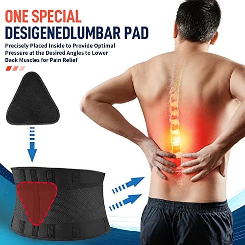 FEATOL Back Brace Support Belt-Lumbar Support Back Brace for Back Pain, Sciatica, Scoliosis, Herniated Disc Adjustable Support Straps-Lower Back Brace with Removable Lumbar Pad for Men & Women - Image 3