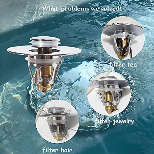 QYHNYJF Bathroom Sink Stopper,UniversalBasin Pop Up Bathroom Drain Stopper, for 1.1~1.5 in U.S. Standard Drain Holes, with Hair Catcher Anti Clogging Bathroom Sink Drain Strainer (Silver) - Image 9