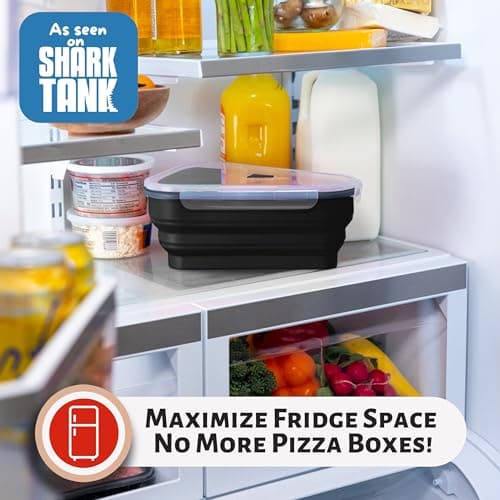 The Perfect Pizza Pack™ - Reusable Pizza Storage Container with 5 Microwavable Serving Trays - BPA-Free Adjustable Pizza Slice Container to Organize & Save Space, Black - Image 3