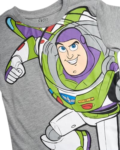 Disney Cars Toy Story Boys Shirts - 2 Pack Lightning McQueen Buzz Lightyear Short Sleeve Boys Tees for Toddler and Little Boy, Size 3T, Heather Grey/Blue Toy Story - Image 4