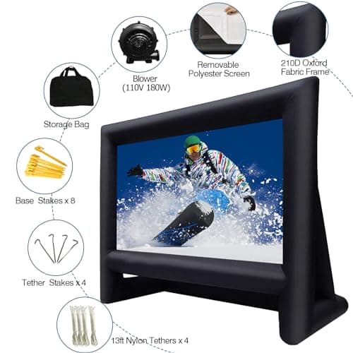 XHYCPY 16ft Inflatable Movie Screen Outdoor Projector Screen with Air Blower Storage Bag - Front/Rear Projection, Easy Set Up Blow Up Screen for Backyard Movie Night, Theme Parties, Celebrations - Image 2
