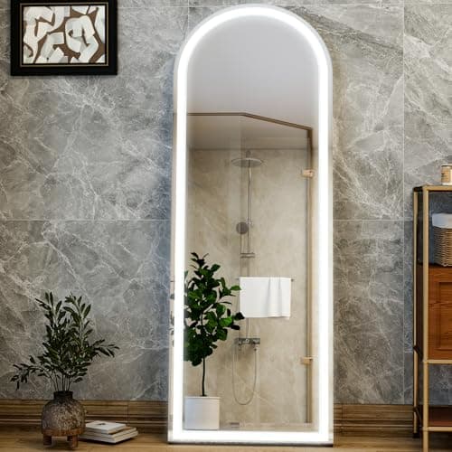 GLSLAND 20"x56" Arched LED Full Length Mirror with Lights – Wall Mounted or Standing Full Body Mirror for Bedroom/Cloakroom – Dimmable with 3 Color Lighting Modes - Image 2
