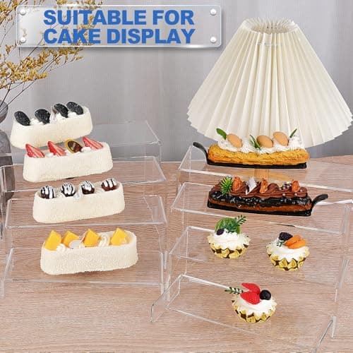 Aheroi Large Acrylic Risers, 8 Pcs 2 Set(7”L~8”L~9”L) Acrylic Display Set Rectangular Stands Shelf Clear Display Risers for Decor, Cake Shelves Retail Shoe Showcase - Image 7