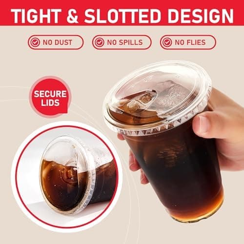 Amazon.com: VPACKDUO Plastic Cups with Lids 16 oz 100 pack, Clear Disposable Iced Coffee Cups with Strawless Sip Lids, Drink Cup for Cold Drinks, Iced Coffee : Health & Household - Image 4