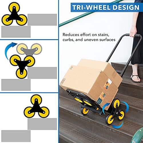 Mount-It! Stair Climbing Cart - 3 Wheel Stair Climbing Dolly - Easily Lift Heavy Items Up and Down Steps with Stair Climber Hand Truck - Move 330 Lbs on Ground, Pull 130 Lbs up Stairs - Image 2