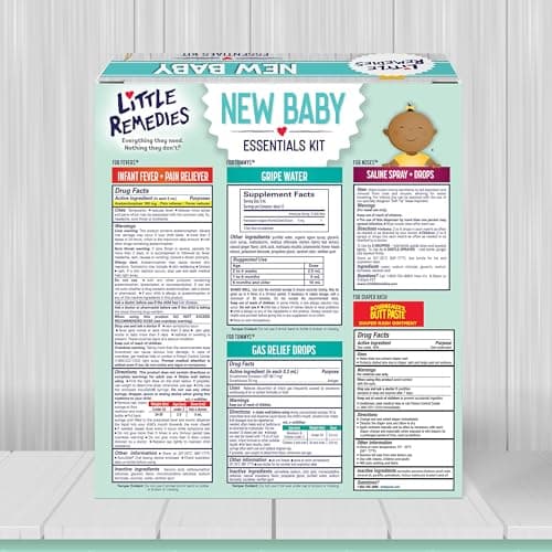 Little Remedies New Baby Essentials Kit with Saline Nasal Spray, Diaper Rash Cream, Gas Relief Drops, Gripe Water & More, Safe for Newborns - Image 7