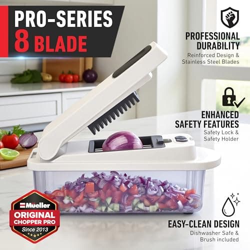 Mueller Pro-Series 10-in-1, 8 Blade Vegetable Chopper, Onion Mincer, Cutter, Dicer, Egg Slicer with Container, French Fry Cutter Potatoe Slicer, Home Essentials & Kitchen Gadgets, Salad Chopper - Image 2