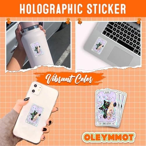 Amazon.com: Set 3Pcs Black Cat Tarot Card Holographic Sticker 3 Inches Funny Tarot Dark Humor Cat Lover Gothic Waterproof Die-Cut Vinyl Decals for Book Water Bottle Laptop Gifts Mom Dad Friend Coworker : Electronics - Image 6