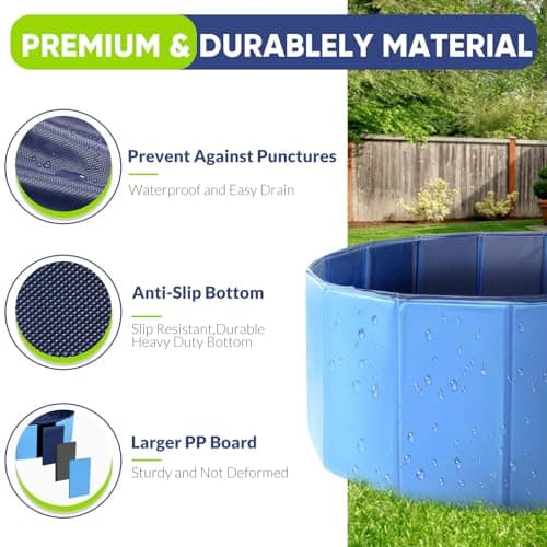 Dog Pool, Foldable Pet Swimming Pool with 6mm High-Strength PP Board, Hard Plastic Collapsible Doggy Pools for Small Dogs Kitty Duck,Non-Slip Doggie Bathtub Quick to Set Up and Drainage Hole(32x8in) - Image 3