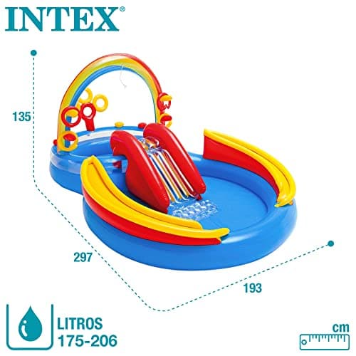 INTEX Rainbow Ring Inflatable Kiddie Pool: Inflatable Kids Pool with Water Sprayer and Slide – Splash Pad – Kids Playhouse – 117" x 76" x 53" – Ages 2+ - Image 6