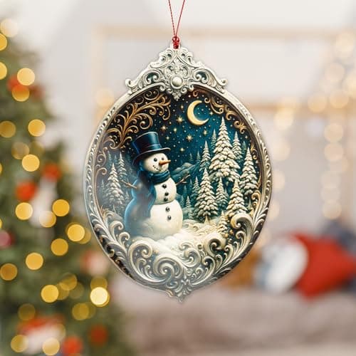 Christmas Ornament 2025 - Snowman Ornament, Snowman Ornaments for Christmas Tree, Christmas Tree Ornaments, Acrylic Christmas Ornaments, Suncatcher Effect Stained Glass Window Hanging, car Hanging - Image 5