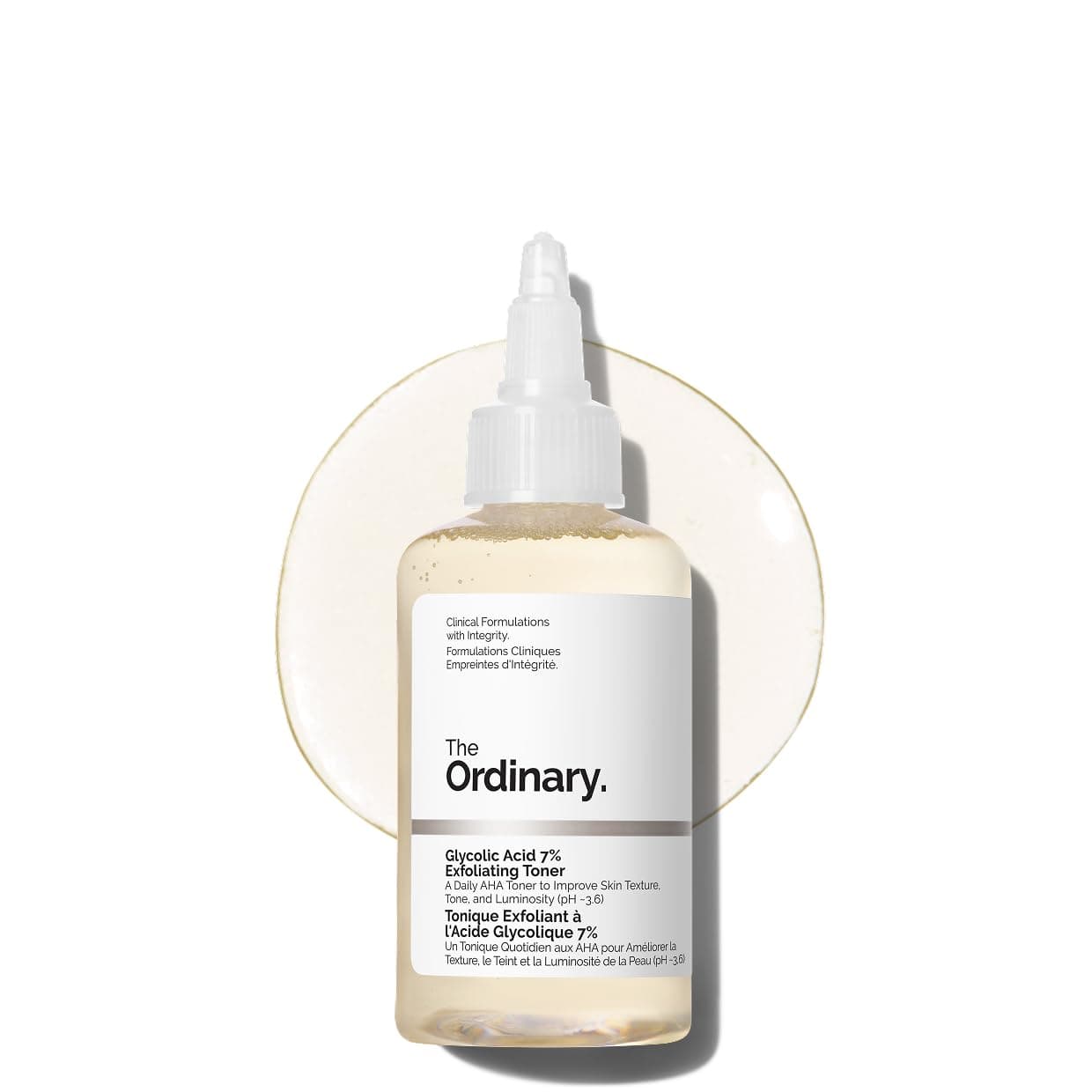 The Ordinary Glycolic Acid 7% Exfoliating Toner, Brightening and Smoothing Daily Toner for More Even-Looking Skin Tone 3.4 Fl Oz (Pack of 1)
