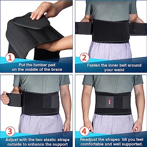 FEATOL Back Brace Support Belt-Lumbar Support Back Brace for Back Pain, Sciatica, Scoliosis, Herniated Disc Adjustable Support Straps-Lower Back Brace with Removable Lumbar Pad for Men & Women - Image 7