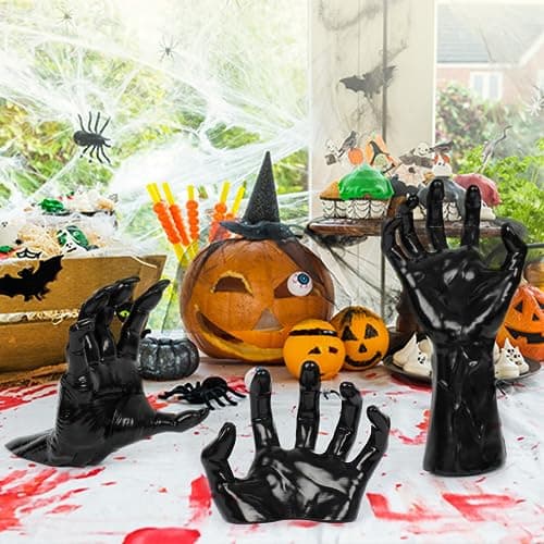 DAZONGE Halloween Decorations, Pack of 3 Wall Mounted Creepy Reaching Hands with Lighted Candles, Life-Sized Horror Hands for Gothic Wall Decorations, Scary Halloween Decorations Indoor - Image 7