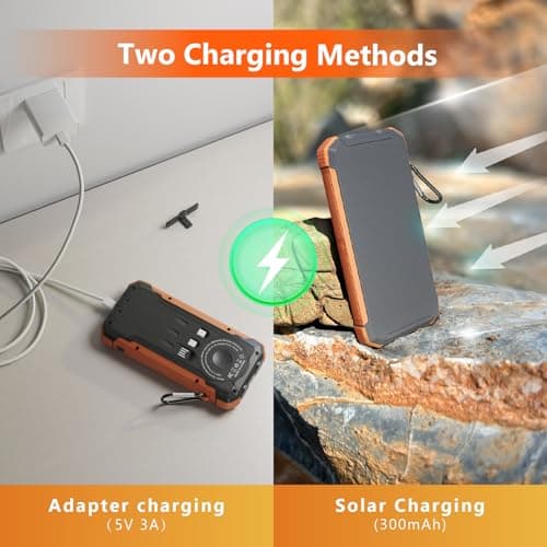 ERRBBIC Solar Charger Power Bank 20000mAh, Portable Wireless Charger, 15W Fast Charging External Battery Pack with Dual Flashlight and USB C Outputs. Outdoor Mobile Power Compatible with Cell Phones - Image 6