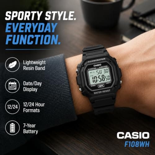 Casio Men's F108WH Illuminator Collection Black Resin Strap Digital Watch - Image 4