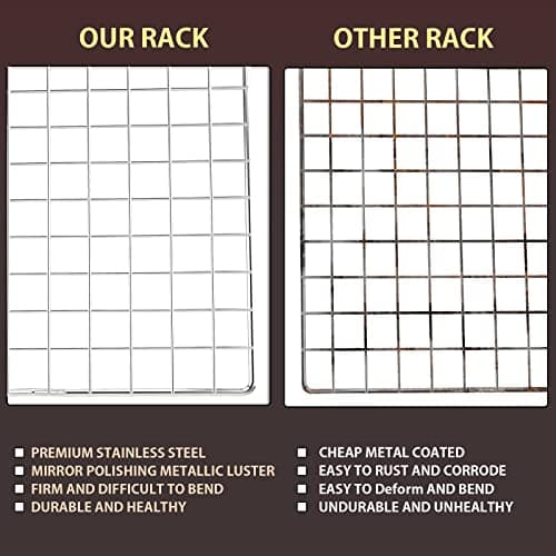 Cooling Rack for Baking 2-Pack, 16x10 Inches Baking Rack, Thick Wire Cookie Rack for Cooking, Roasting, Grilling, Drying, Oven Safe, Fits Half Sheet Pan, Silver - Image 4