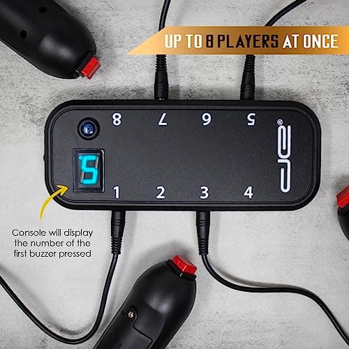 Digital Energy Handheld Game System - Console Displays First Buzz-in - Great for Jeopardy, Family Feud, Trivia and Buzzer Games - Console with 4 Joystick Buzzers - Image 5