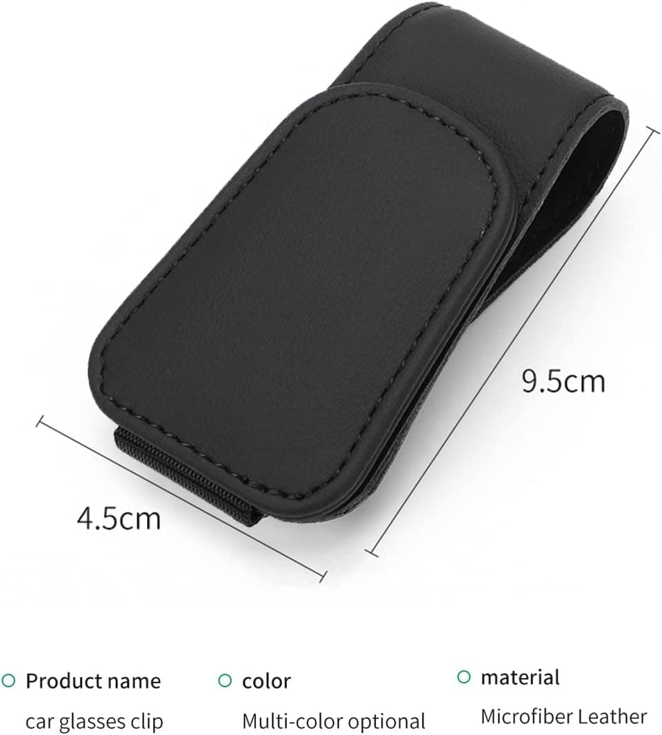 Magnetic Leather Sunglass Holder for Car, Sunglasses Clip for Car Visor, Auto Interior Accessories Universal for Different Size Eyeglasses (Black) - Image 3
