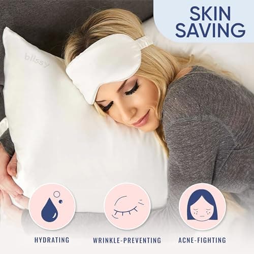 Blissy Silk Pillowcase - 100% Pure Mulberry Silk - 22 Momme 6A High-Grade Fibers - Silk Pillow Cover for Hair & Skin - Regular, Queen & King (Blissy White, Standard) - Image 4