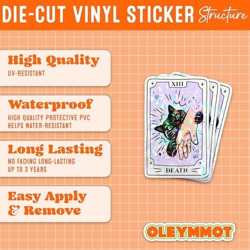 Amazon.com: Set 3Pcs Black Cat Tarot Card Holographic Sticker 3 Inches Funny Tarot Dark Humor Cat Lover Gothic Waterproof Die-Cut Vinyl Decals for Book Water Bottle Laptop Gifts Mom Dad Friend Coworker : Electronics - Image 4