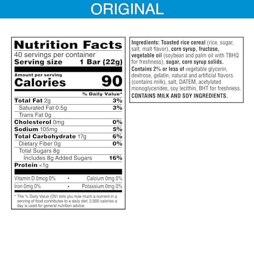 Rice Krispies Treats Crispy Marshmallow Squares, Kids Snacks, Snack Bars, Original, 31.2oz Box (40 Bars) - Image 2