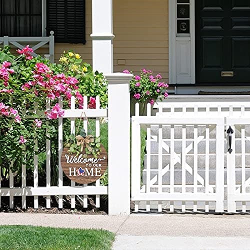 Interchangeable Seasonal Welcome Sign Front Door Decoration, Rustic Round Wood Wreaths Wall Hanging Outdoor, Farmhouse, Porch, for Spring Summer Fall All Seasons Holiday Halloween Christmas. - Image 5