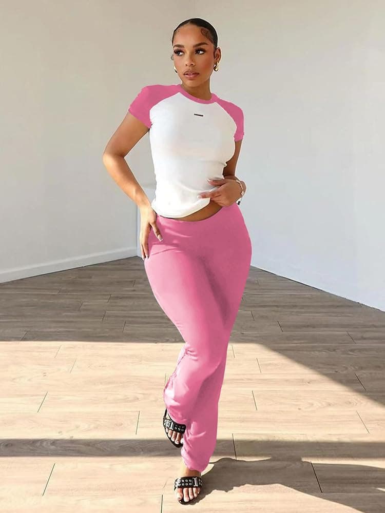 Nimsruc 2 Piece Outfits for Women Casual Sweat Sets 8118 Pink X-Large - Image 5