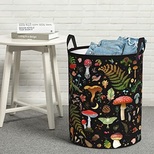 Mushroom Laundry Basket, Mushroom Decor Laundry Bag with Handles-Collapsible Storage Bin Mushroom Decor for Bedroom, Nursery Hamper, Toy Storage, 13.4X16.5IN - Image 4